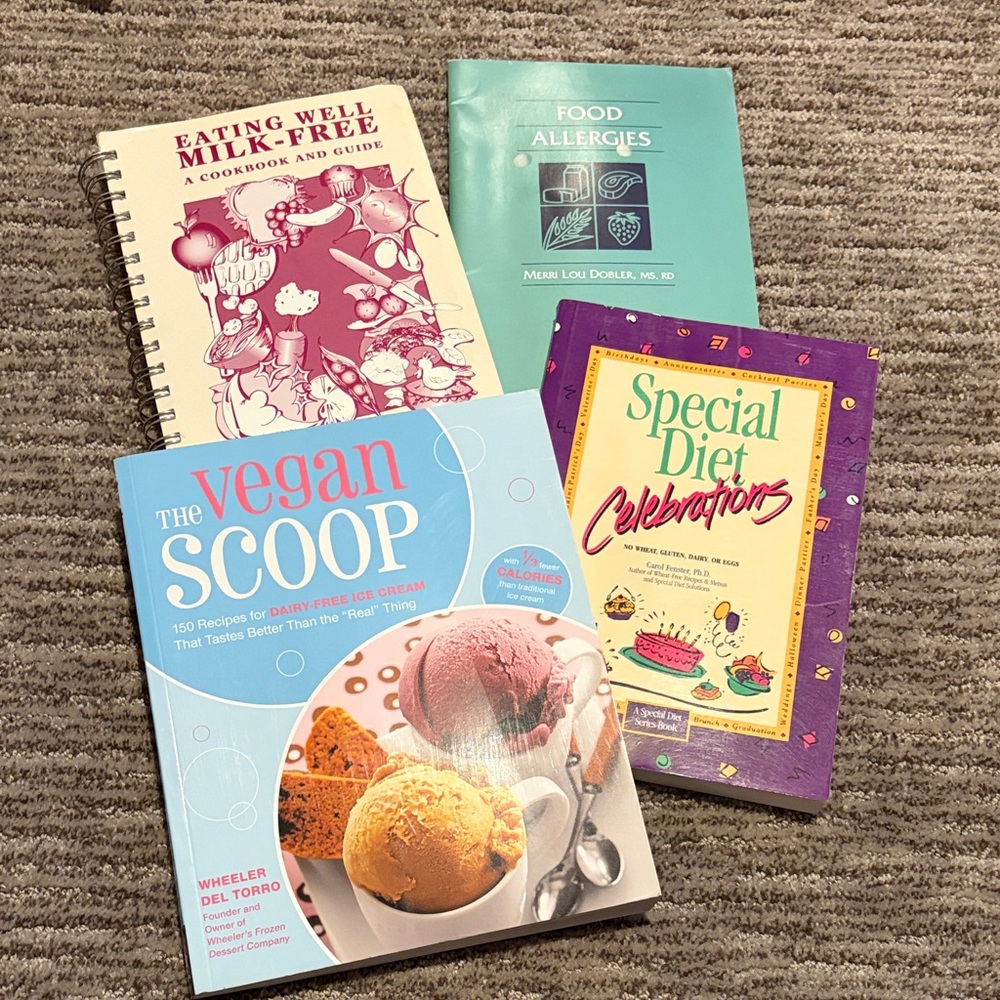 The Vegan Scoop Cookbook and Other Cookbooks - Set of 4 Milk Dairy Free